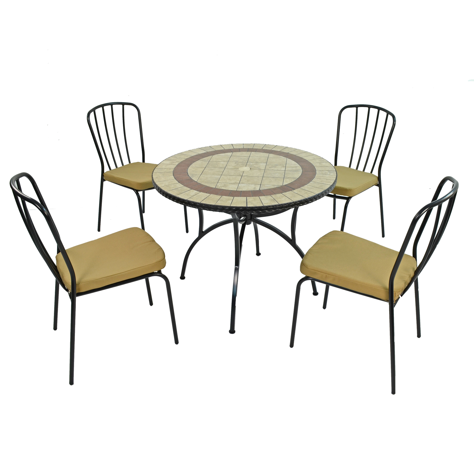 Exclusive Garden Henley 91cm Patio With 4 Milan Chairs Set Dining Sets Exclusive Garden   
