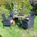 Byron Manor Bayfield Firepit Garden Patio Table with 4 Stockholm Black Chairs Set Dining Sets Byron Manor   