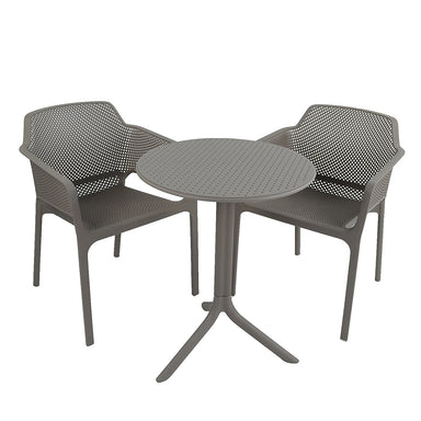 Nardi Turtle Dove Grey Step Table with 2 Net Chair Set Dining Sets Nardi   