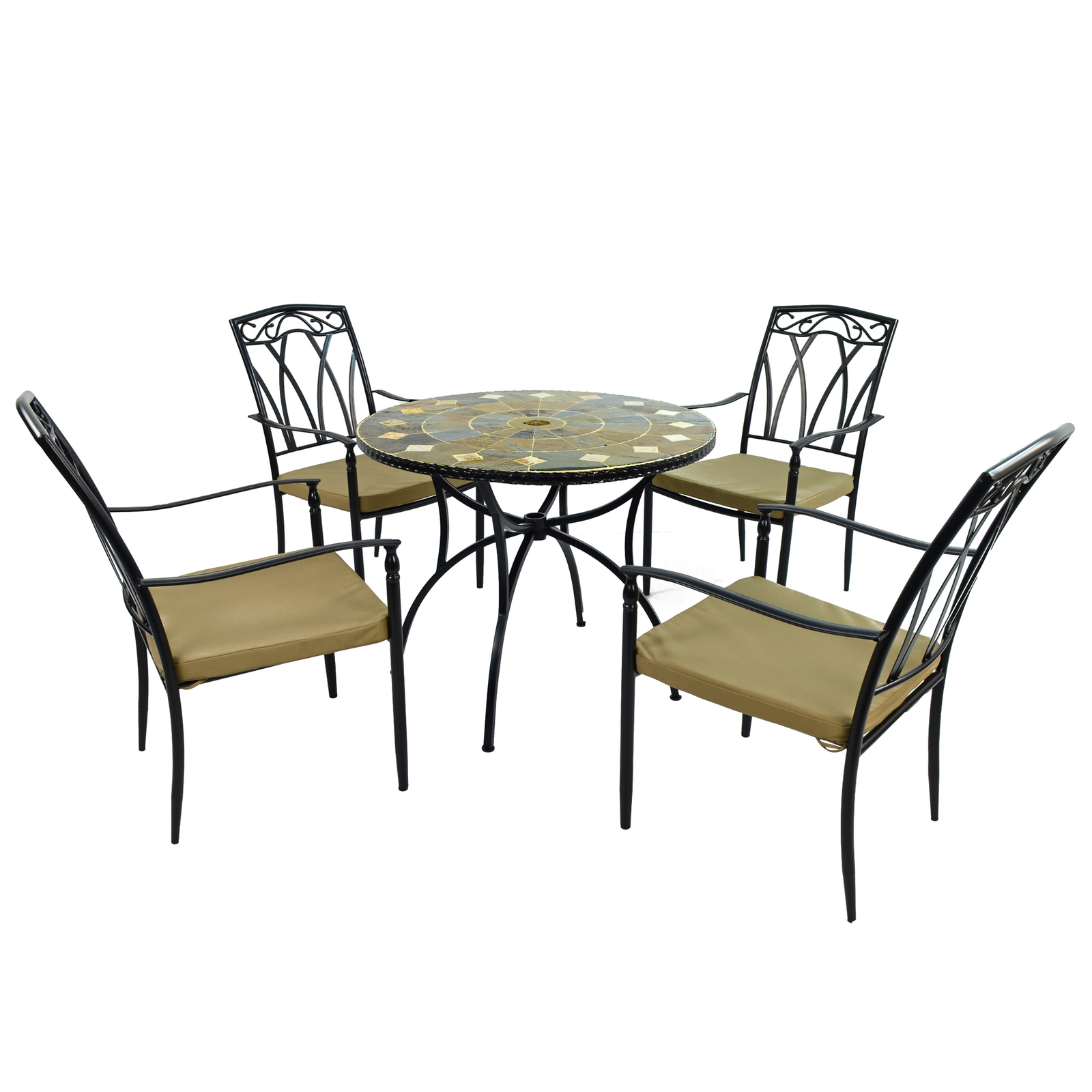 Exclusive Garden Granada 91cm Table With 4 Ascot Chairs Set Dining Sets Exclusive Garden Default Title  