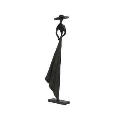 Elur Summer Hat Girl Statue Iron Figurine 33cm in Mocha Brown Statues Elur   