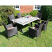 Byron Manor Burlington Stone Garden Dining Table with 6 Stockholm Wicker Brown Chairs Dining Sets Byron Manor   