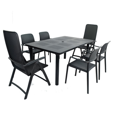 Nardi Anthracite Libeccio Extending Table with 2 Darsena & 4 Bora Chair Set Dining Sets Nardi   