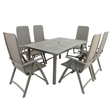 Nardi Turtle Dove Grey Libeccio Extending Table with 6 Darsena Chair Set Dining Sets Nardi   