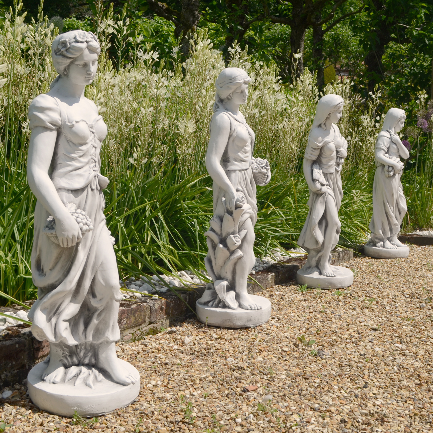 Solstice Sculptures Annie In Autumn 84cm White Stone Effect Statues Solstice Sculptures   