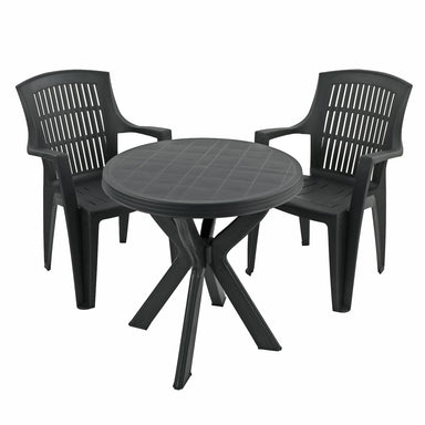 Trabella Tivoli Table with 2 Parma Chairs Garden Set Anthracite Dining Sets Trabella   