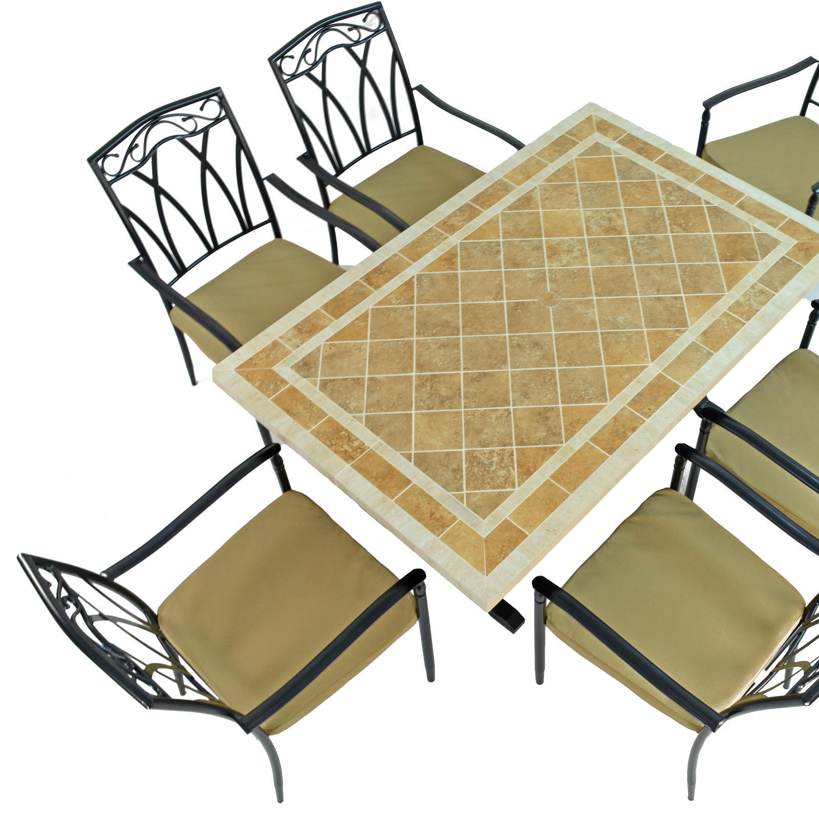 Byron Manor Hampton Stone Garden Dining Table with 6 Ascot Chairs Dining Sets Byron Manor Default Title  
