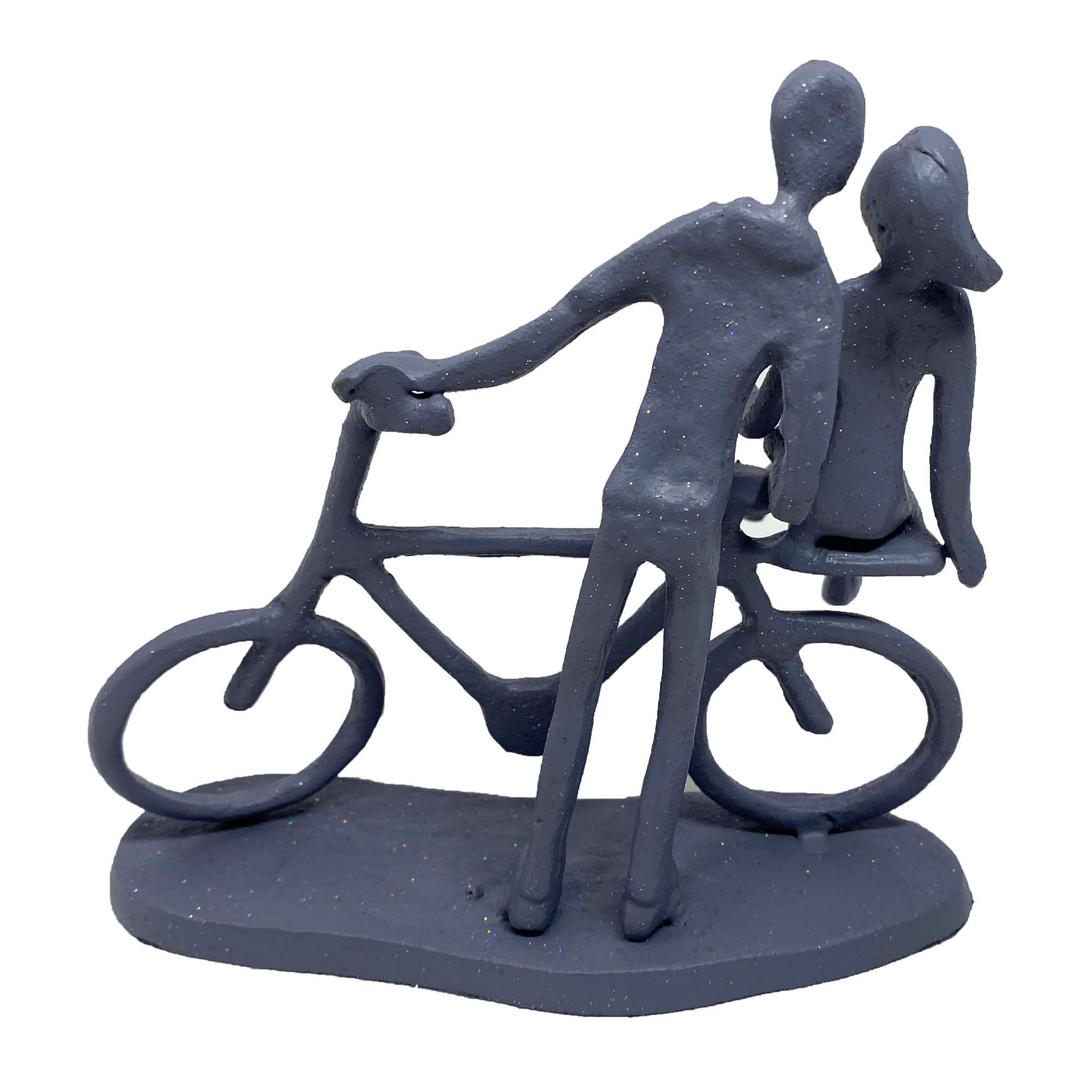 Elur Couple With Bicycle Iron Figurine 14Cm Grey Shimmer Statue Statues Elur Default Title  