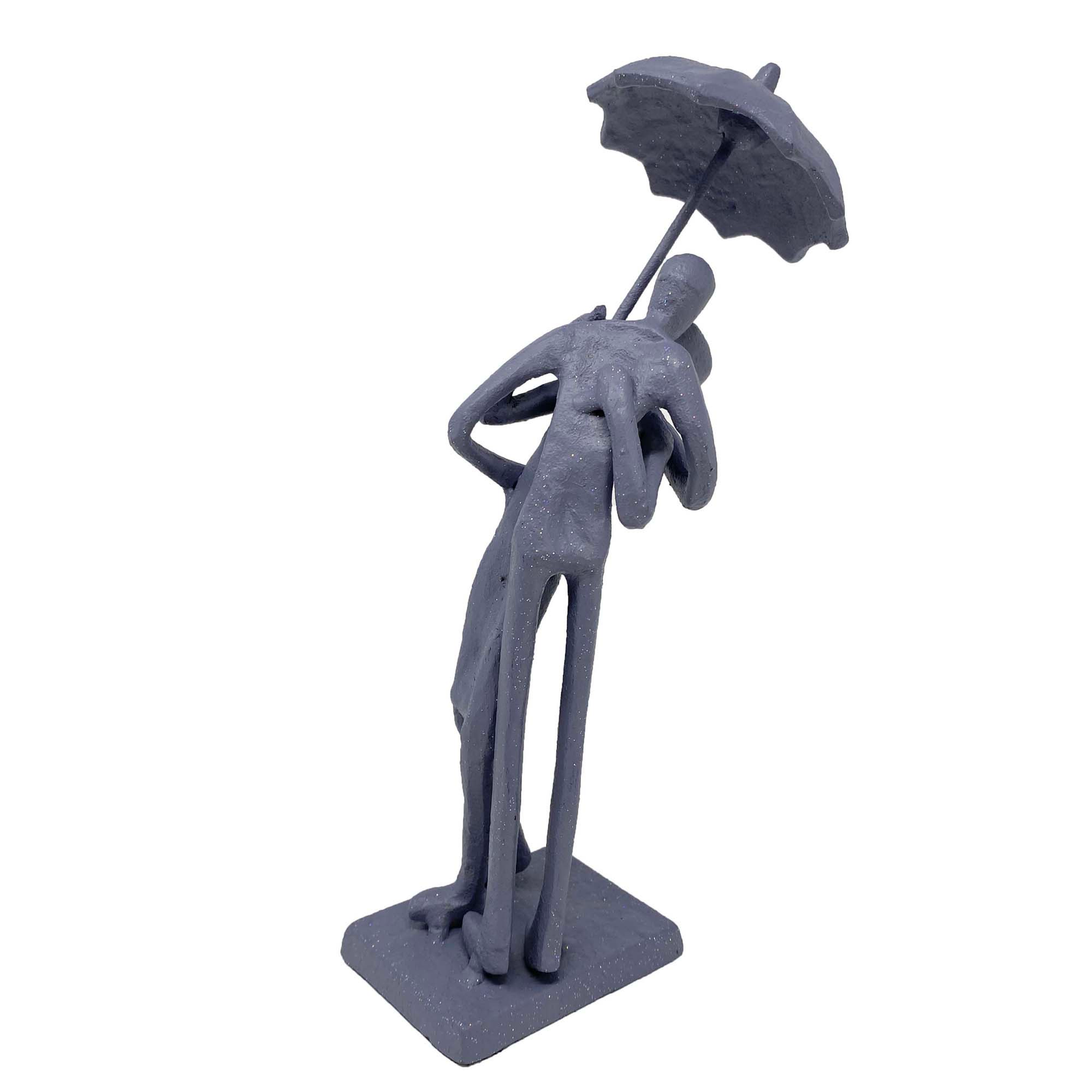 Elur Umbrella Couple Courting Iron Figurine 21Cm Grey Shimmer Statue Statues Elur Default Title  
