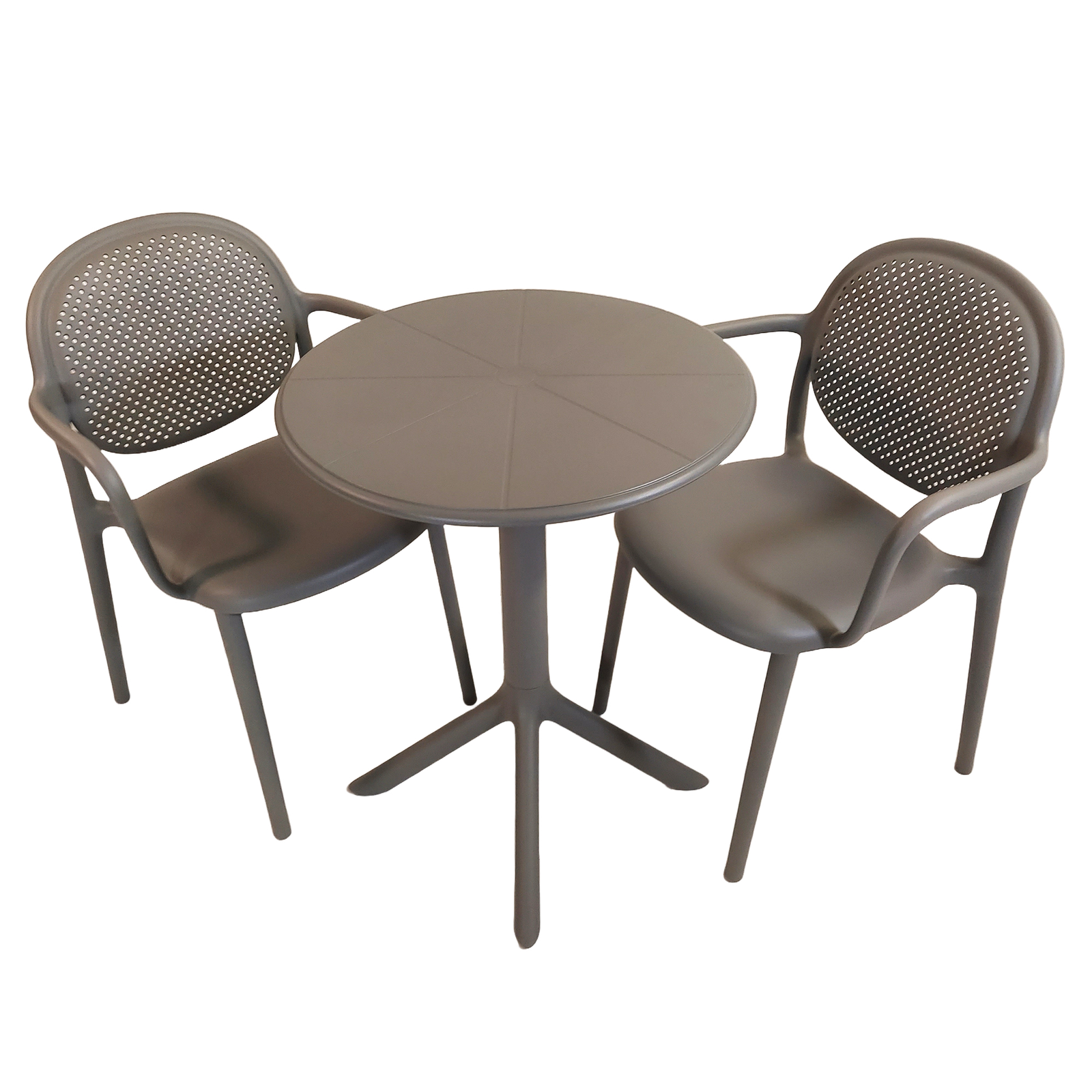 Modura Anders Bistro Table Nickel Grey With 2 Stina Armchair Nickel Grey Outdoor Set Dining Sets Modura