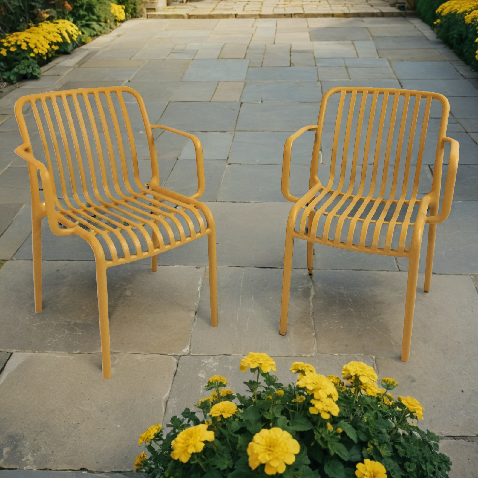 Modura Alma Garden Chair Saffron Yellow - Pack of 2 Chairs Modura