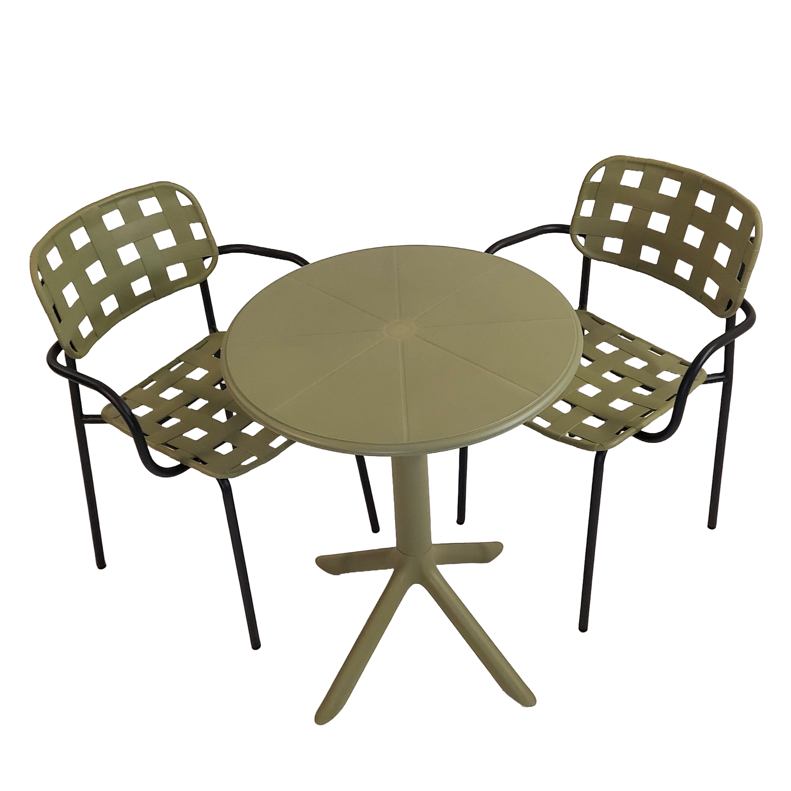 Modura Anders Bistro Table Avocado With 2 Karin Armchair Avocado-Black Outdoor Set Dining Sets Modura