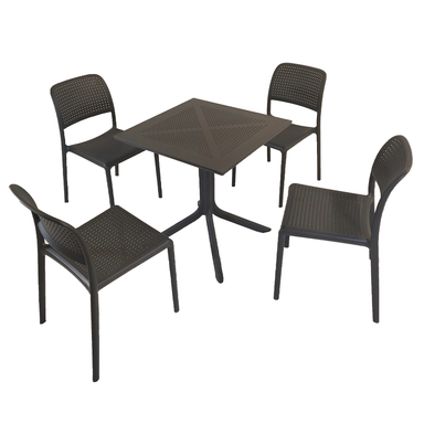 Nardi Clip 70cm Garden Table With 4 Bistrot Chair Set in Anthracite Dining Sets Nardi