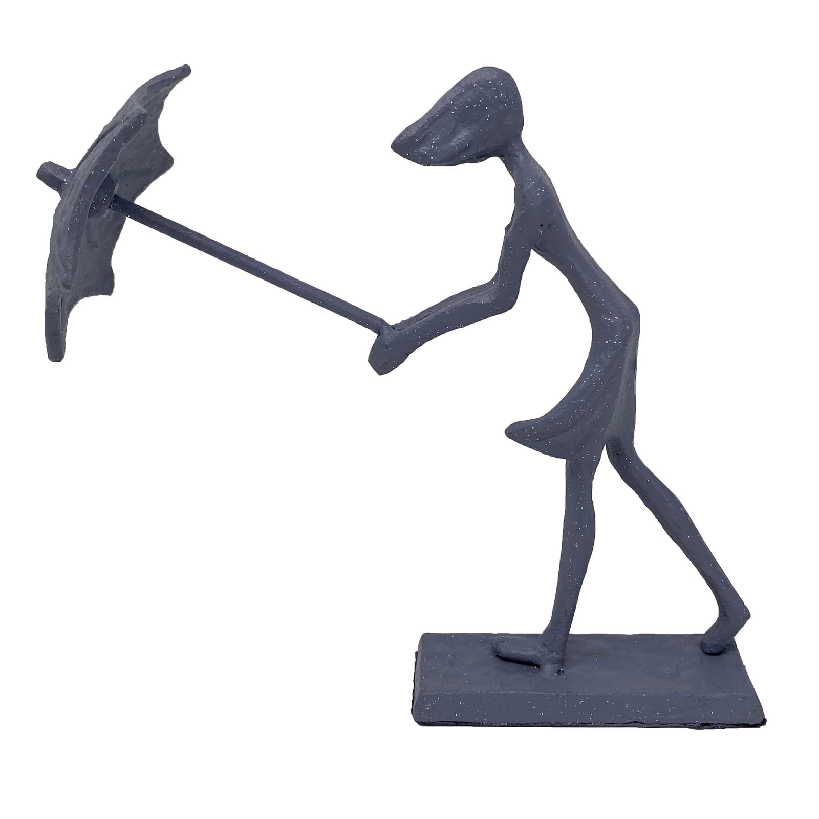 Elur Umbrella Girl In Wind Iron Figurine 15Cm Grey Shimmer Statue Statues Elur Default Title  