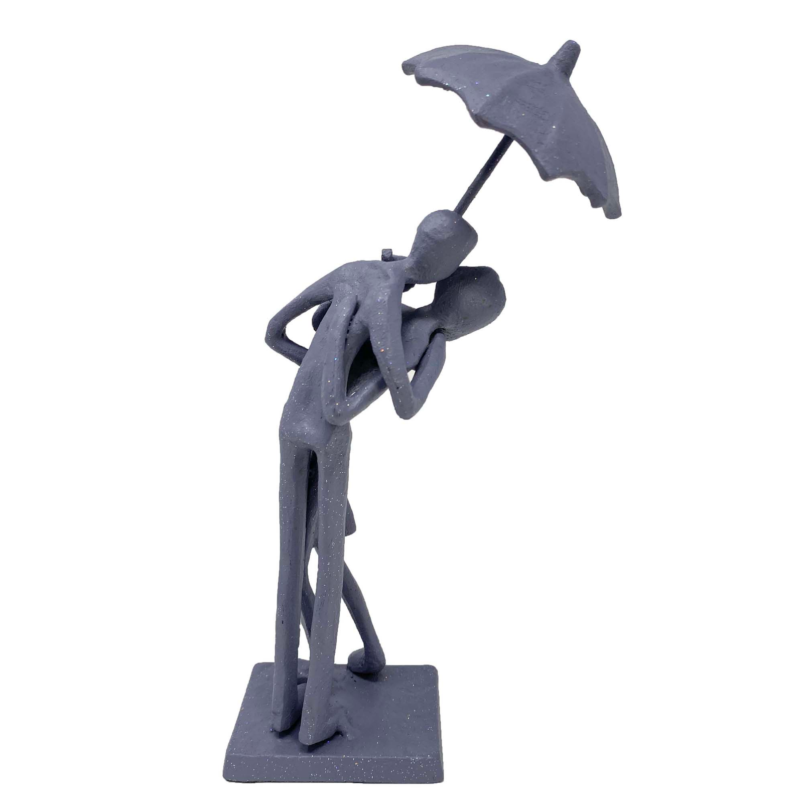 Elur Umbrella Couple Courting Iron Figurine 21Cm Grey Shimmer Statue Statues Elur   