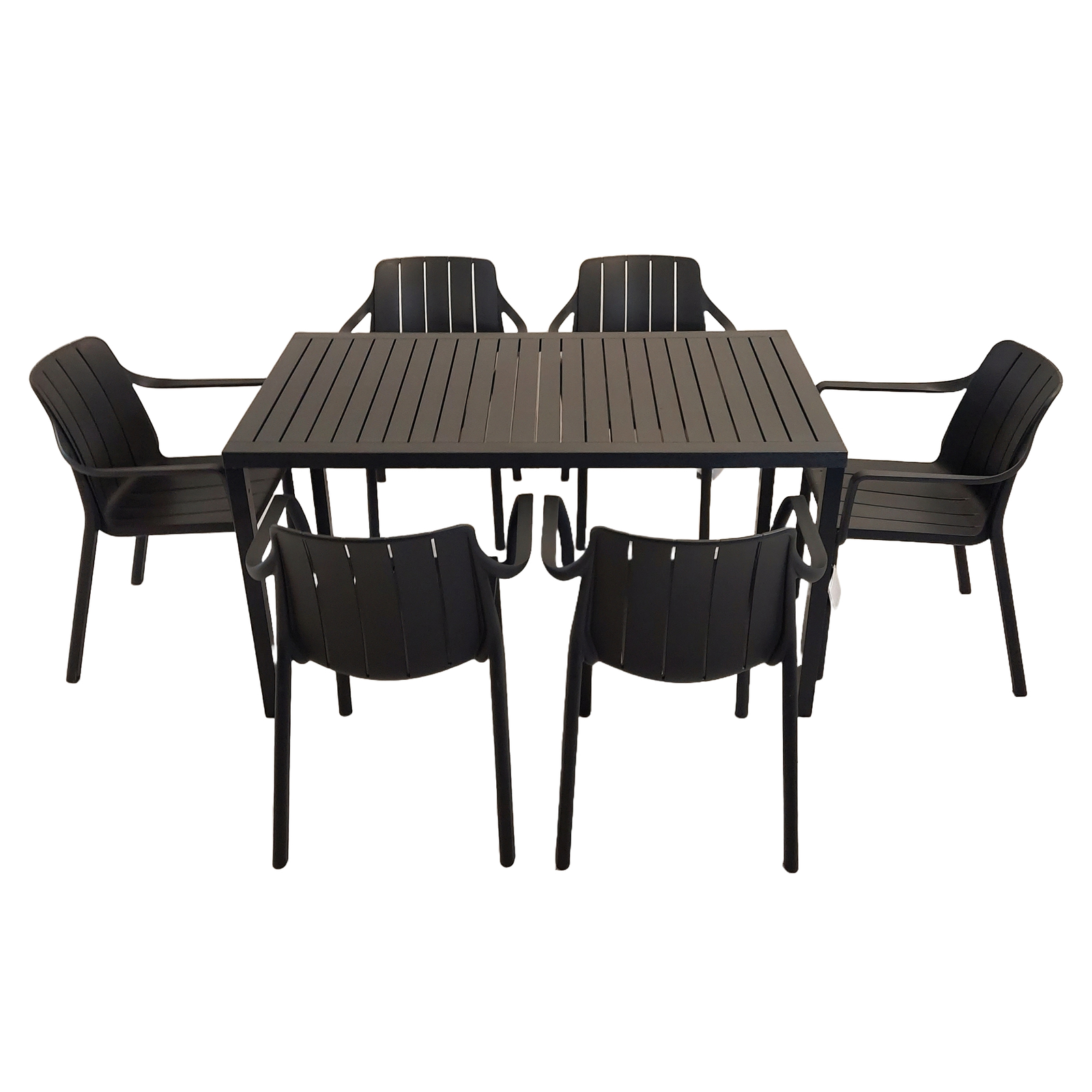 Nardi Cube Garden Dining Table With 6 Tiberina Armchair Set in Anthracite Dining Sets Nardi