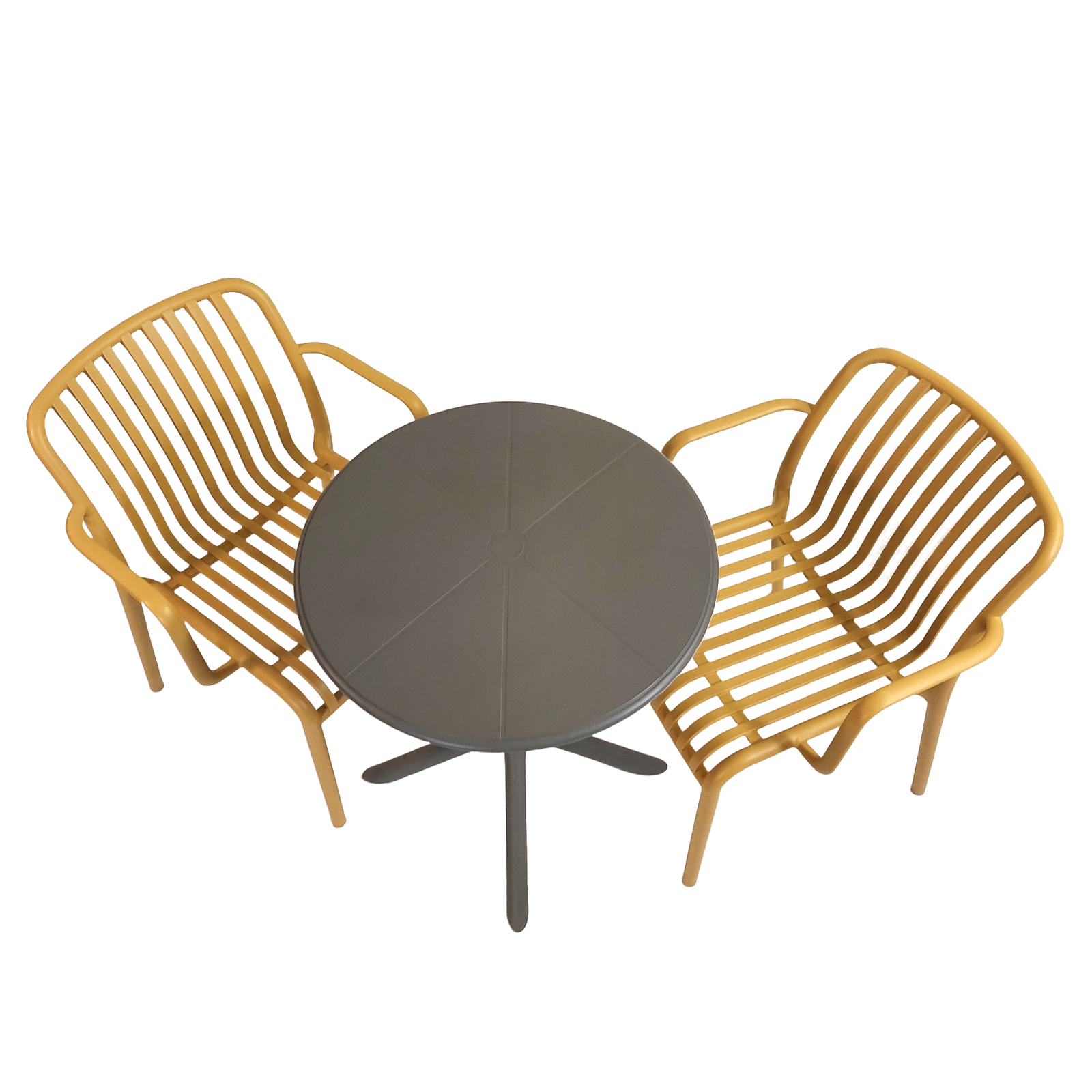 Modura Anders Bistro Table Nickel Grey With 2 Alma Armchair Saffron Outdoor Set Dining Sets Modura