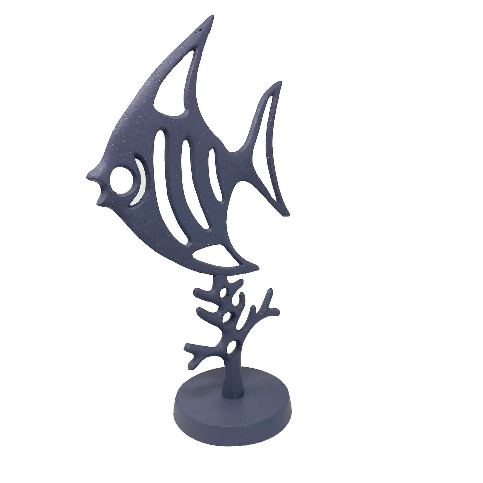 Elur Angel Fish Iron Ornament 37Cm Grey Shimmer Statue Statues Elur Default Title  