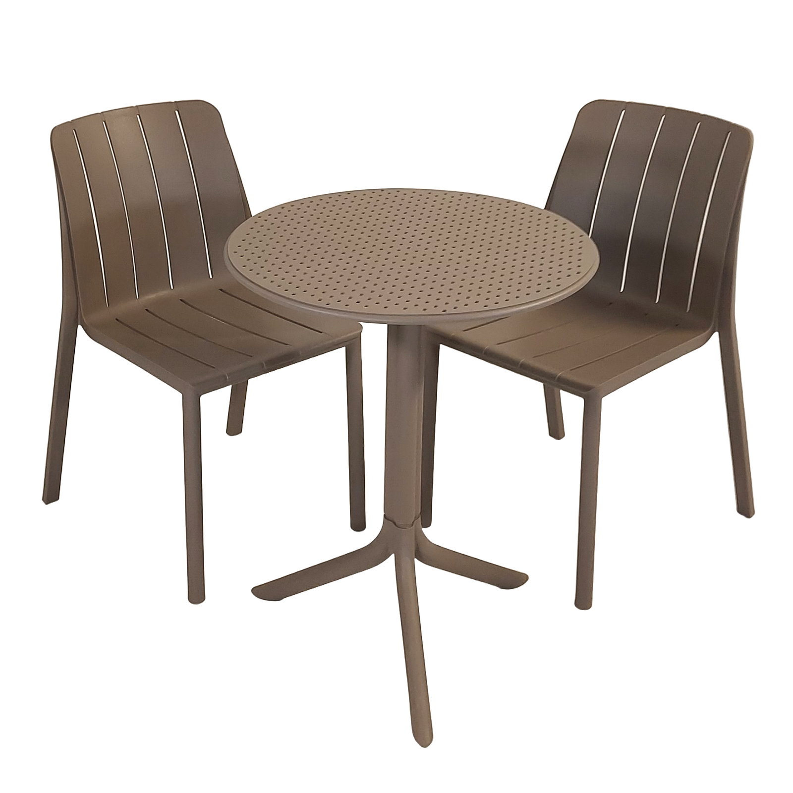 Nardi Step Garden Table With 2 Tiberina Bistrot Chair Set in Turtle Dove Dining Sets Nardi