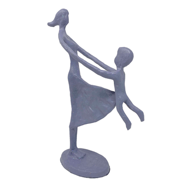 Elur Mother & Child Swinging Iron Figurine 23Cm Grey Shimmer Statue Statues Elur   
