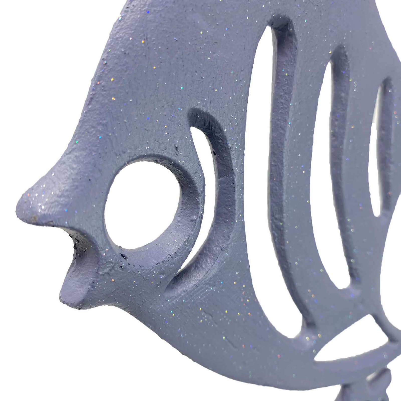 Elur Angel Fish Iron Ornament 37Cm Grey Shimmer Statue Statues Elur   