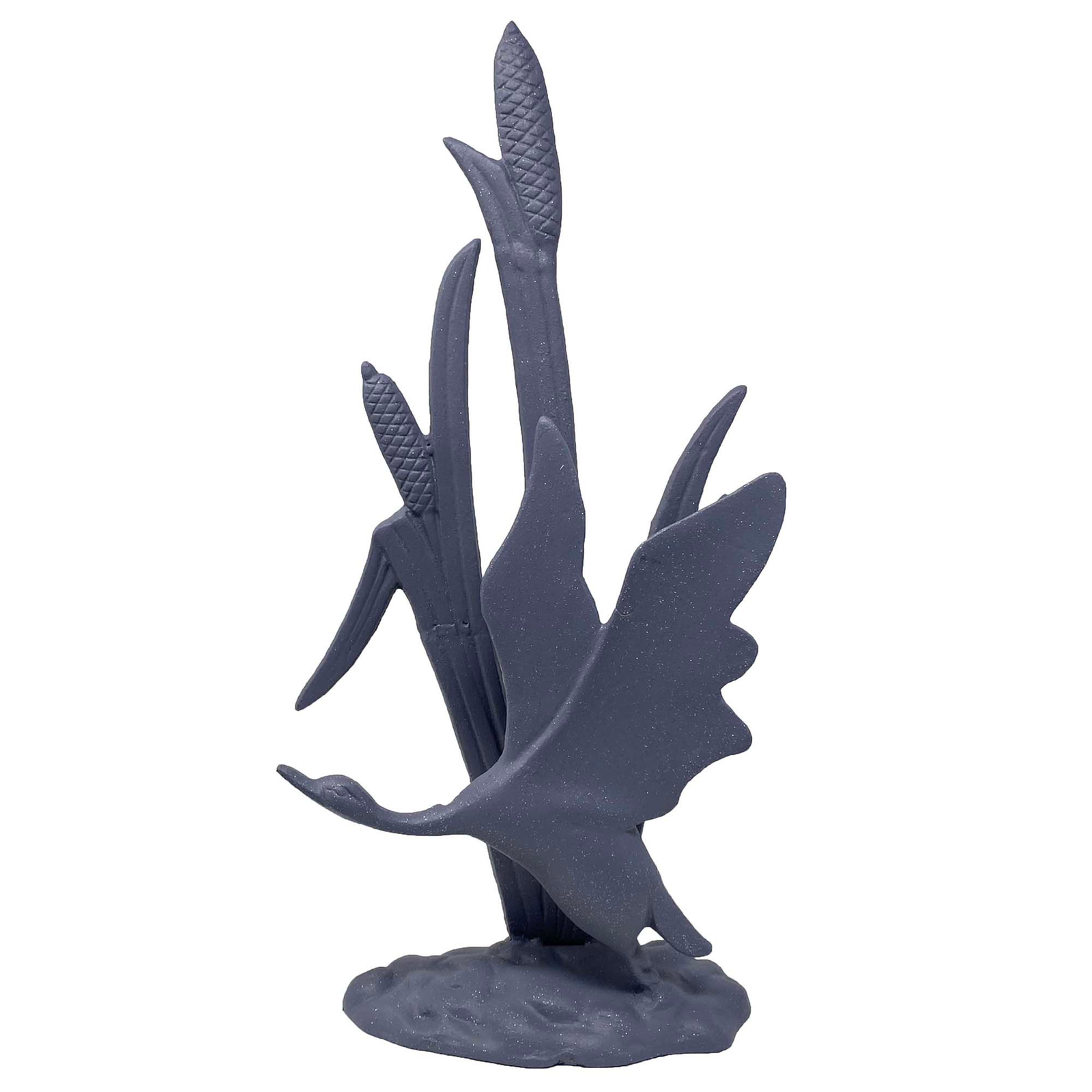 Elur Bird In Reeds Iron Ornament 47Cm Grey Shimmer Statue Statues Elur   