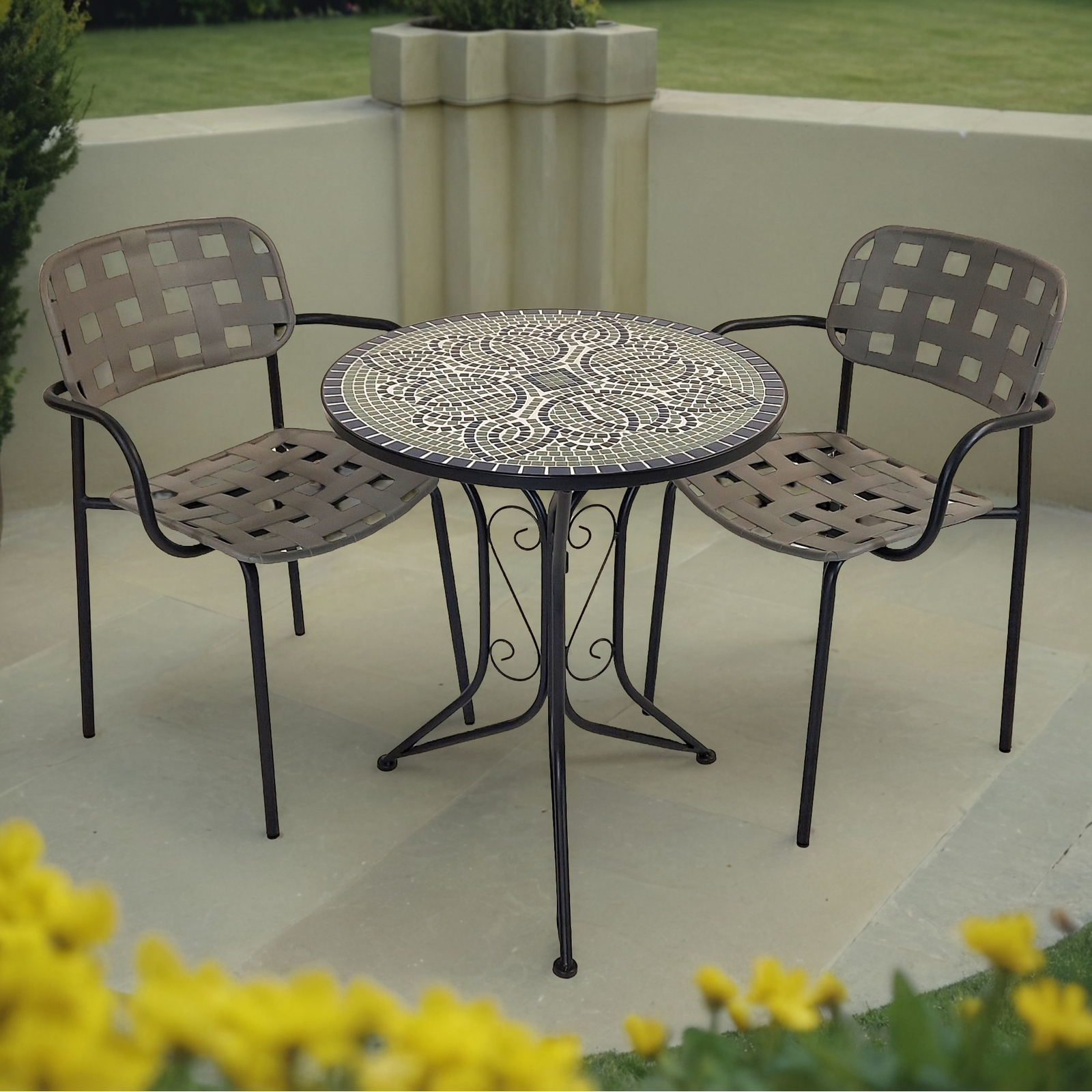 Summer Terrace Antigua Bistro 60cm with 2 Karin Chairs Garden Set Dining Sets Summer Terrace