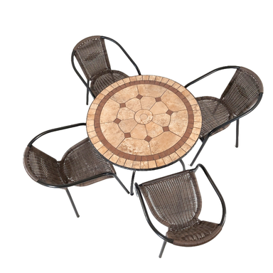 Exclusive Garden Richmond 91 cm Round Table with 4 San Remo Chairs Garden Set Dining Set Dining Sets Exclusive Garden   