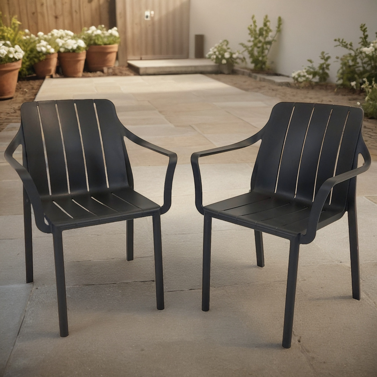 Nardi Tiberina Outdoor Armchair in Anthracite - Pack of 2 Chairs Nardi