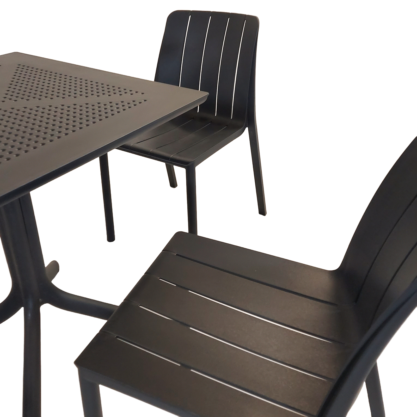 Nardi Clip 70cm Garden Table With 4 Tiberina Bistrot Chair Set in Anthracite Dining Sets Nardi