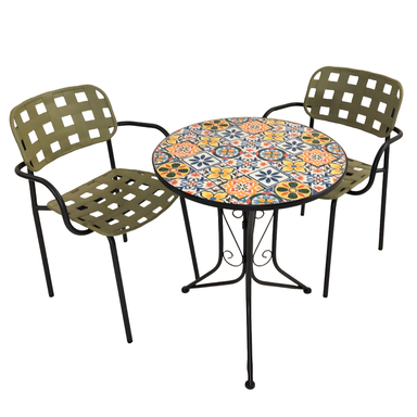 Summer Terrace Cuba Bistro 60cm with 2 Karin Chairs Garden Set Dining Sets Summer Terrace