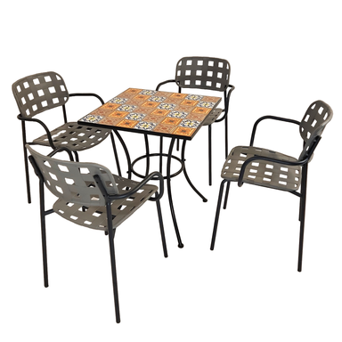 Summer Terrace Tobago Square 60cm with 4 Karin Chairs Garden Set Dining Sets Summer Terrace