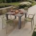 Modura Henrik 100 Dining Table Nickel Grey With 4 Stina Armchair Avocado Outdoor Set Dining Sets Modura