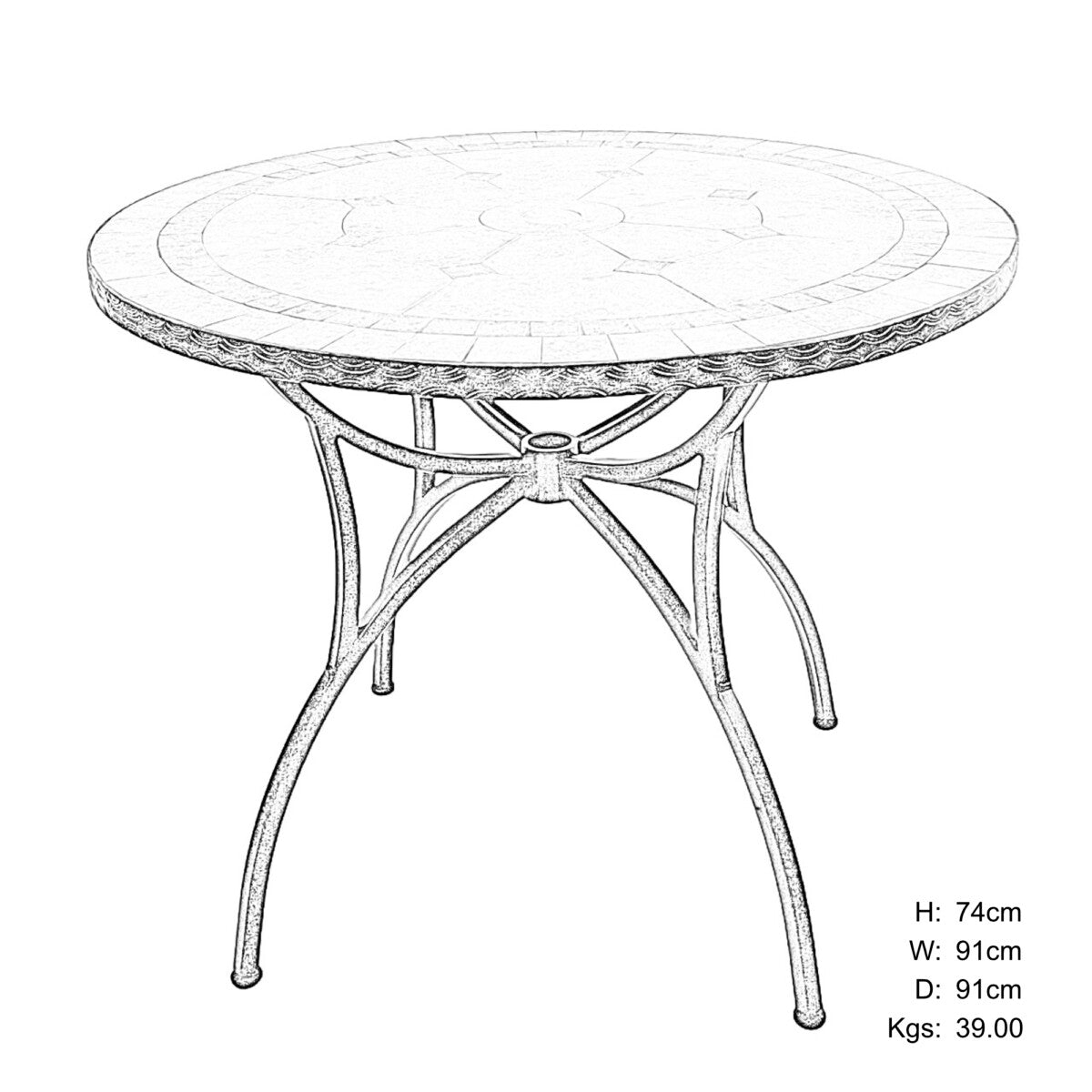 Exclusive Garden Montilla 91cm Table With 4 Ascot Chairs Set Dining Sets Exclusive Garden