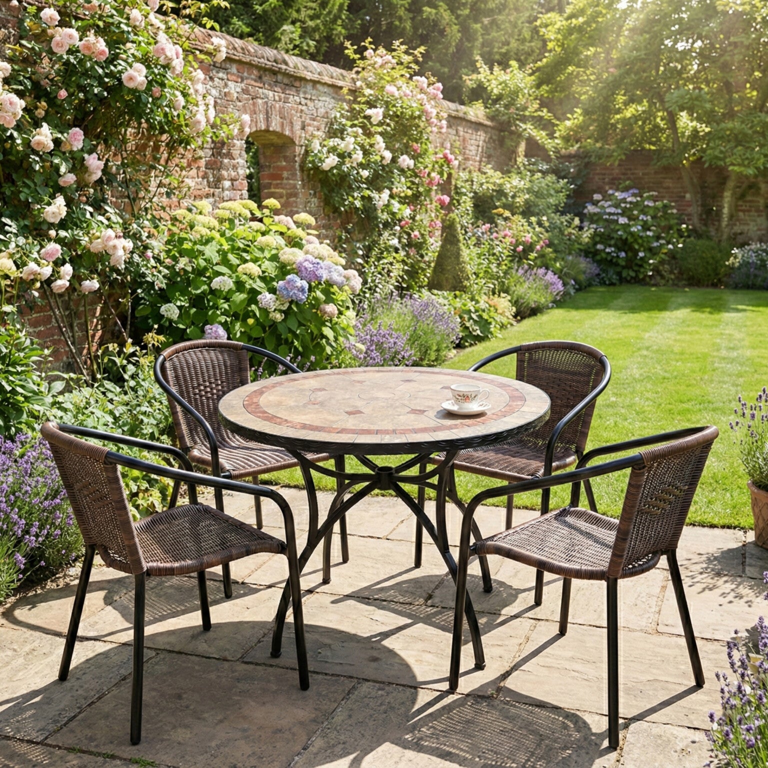 Exclusive Garden Richmond 91 cm Round Table with 4 San Remo Chairs Garden Set Dining Set Dining Sets Exclusive Garden