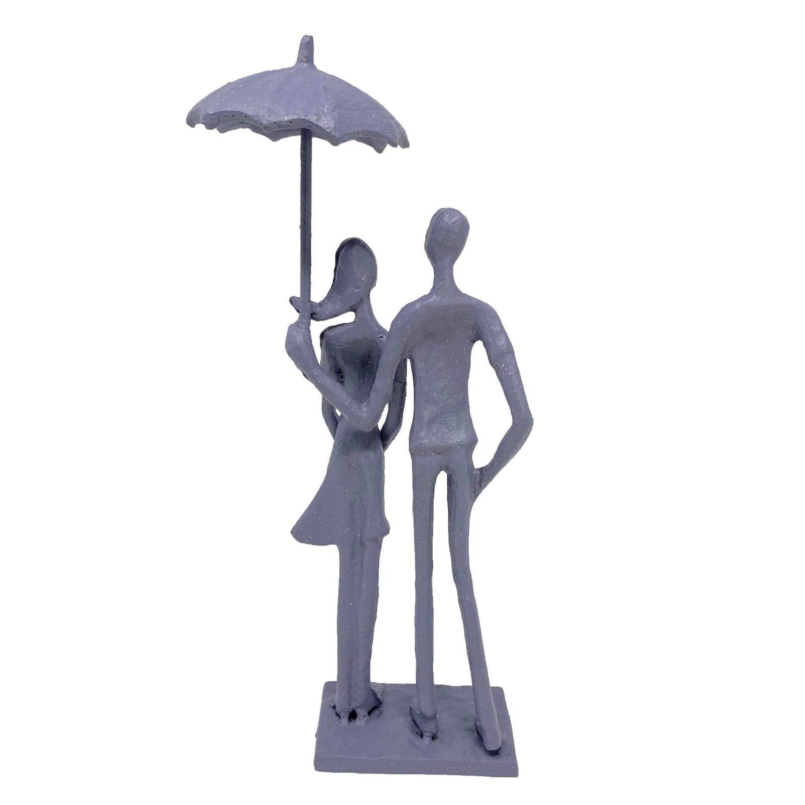 Elur Umbrella Couple Standing Iron Figurine 25Cm Grey Shimmer Statue Statues Elur Default Title  