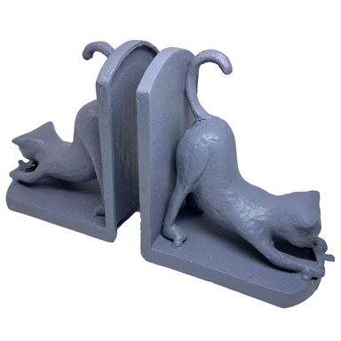 Elur Cat Iron Book Ends 13Cm Grey Shimmer Statue Statues Elur   