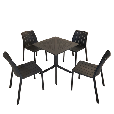 Nardi Clip 70cm Garden Table With 4 Tiberina Bistrot Chair Set in Anthracite Dining Sets Nardi