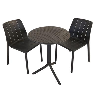 Nardi Step Garden Table With 2 Tiberina Bistrot Chair Set in Anthracite Dining Sets Nardi