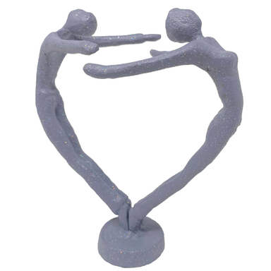 Elur Heart Couple Iron Figurine 15Cm Grey Shimmer Statue Statues Elur   