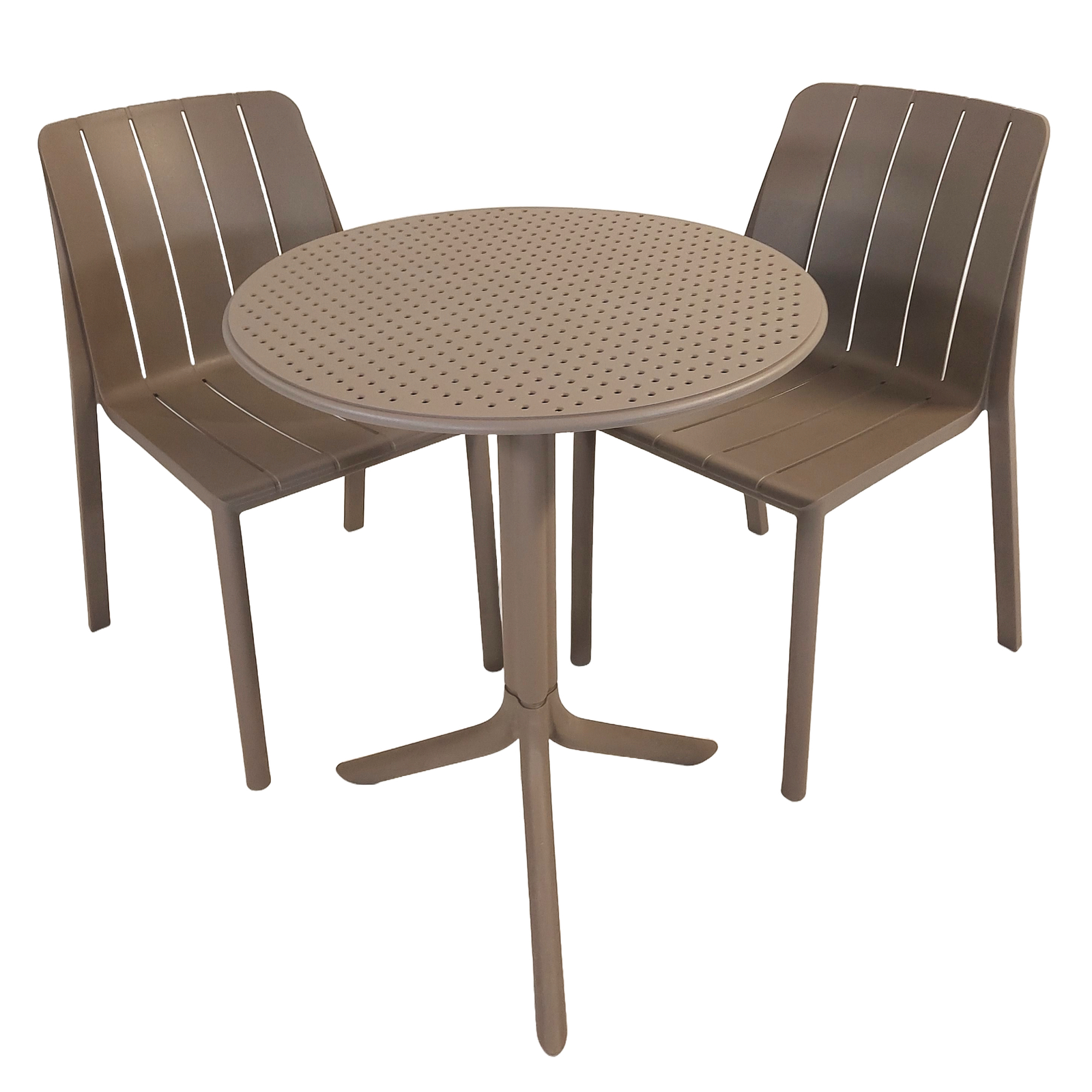 Nardi Step Garden Table With 2 Tiberina Bistrot Chair Set in Turtle Dove Dining Sets Nardi