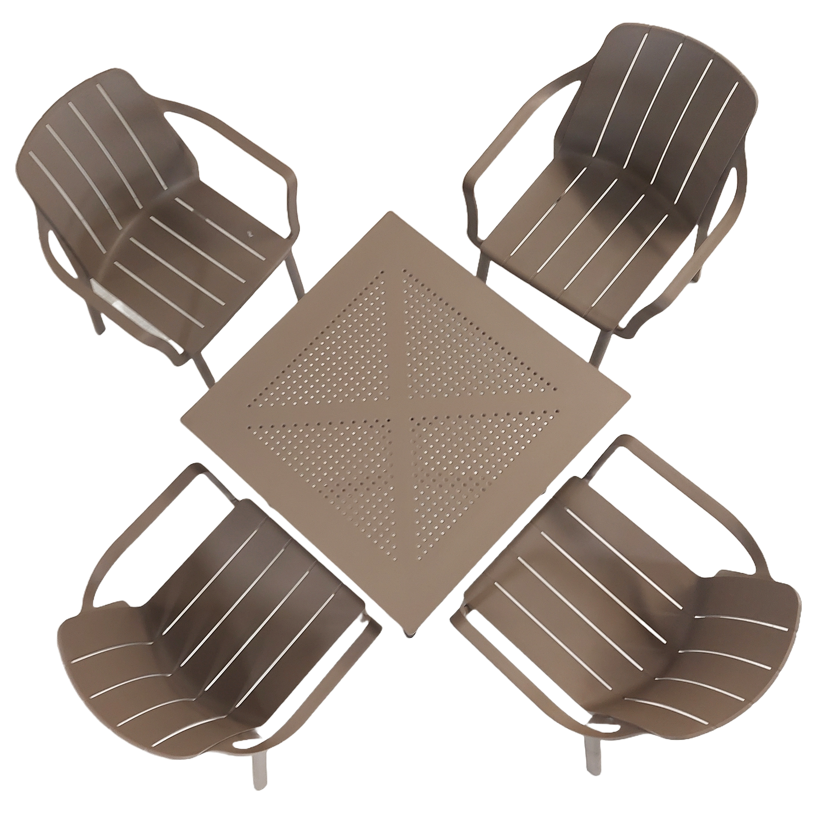 Nardi Clip 70cm Garden Table With 4 Tiberina Armchair Set in Turtle Dove Dining Sets Nardi