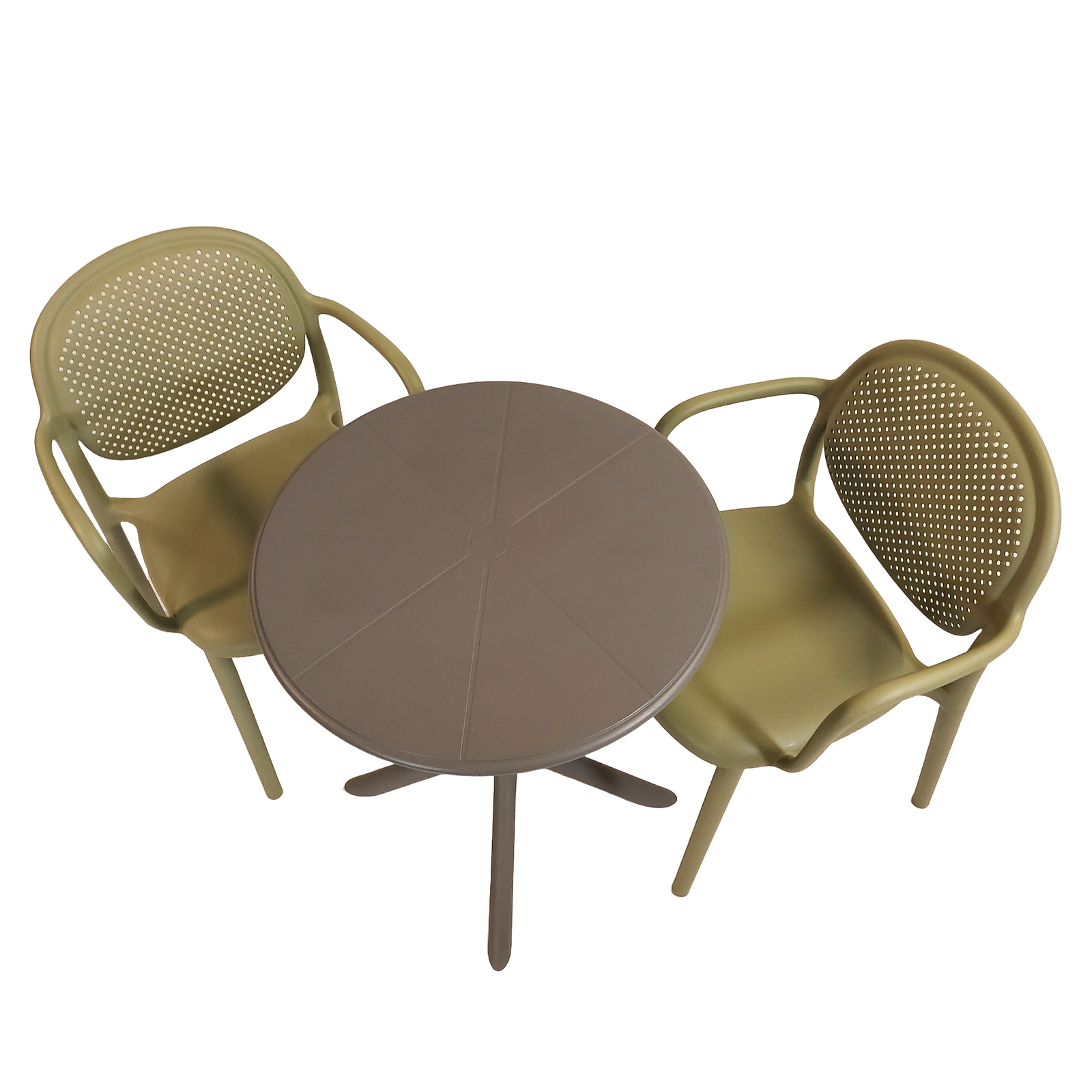 Modura Anders Bistro Table Nickel Grey With 2 Stina Armchair Avocado Outdoor Set Dining Sets Modura