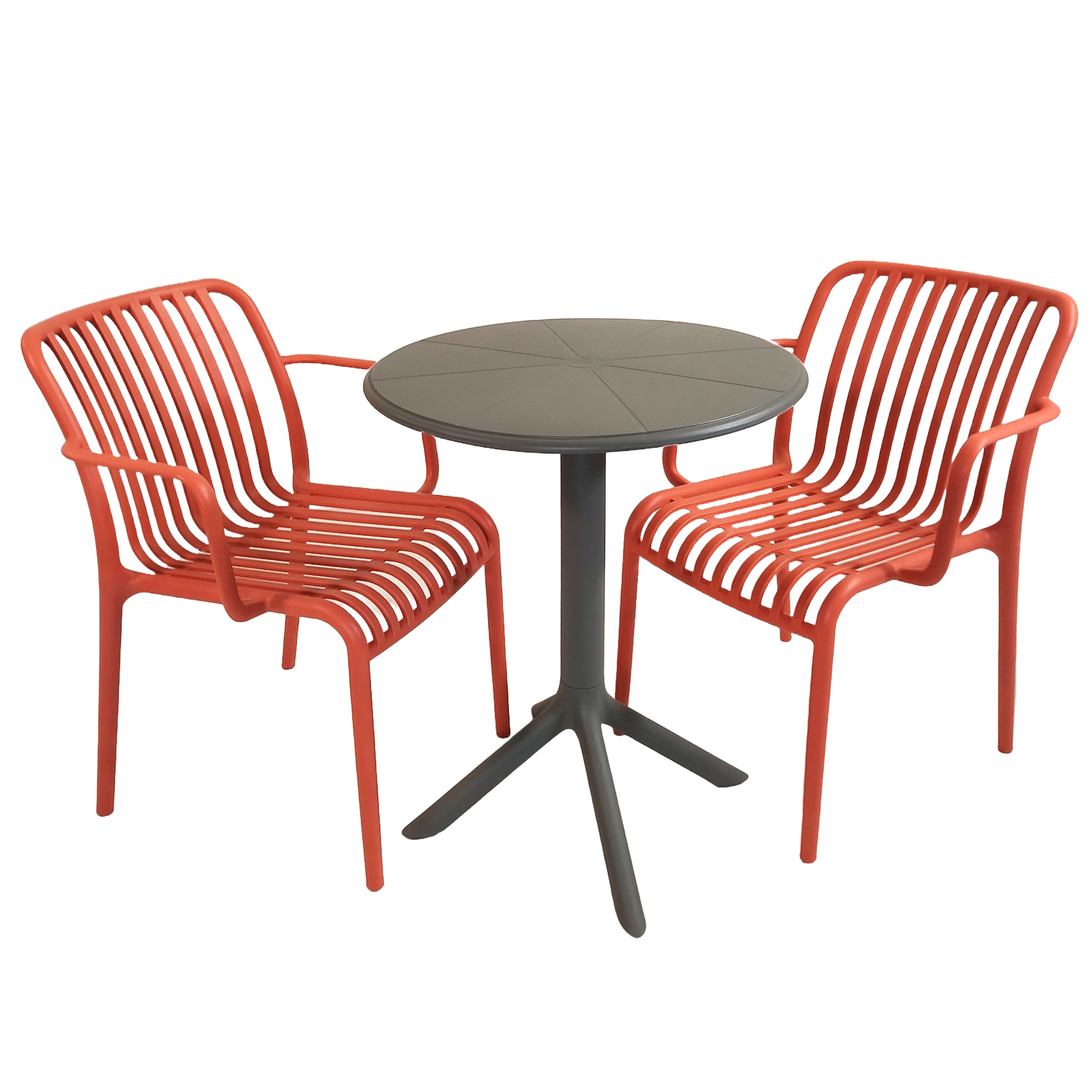 Modura Anders Bistro Table Nickel Grey With 2 Alma Armchair Chilli Outdoor Set Dining Sets Modura