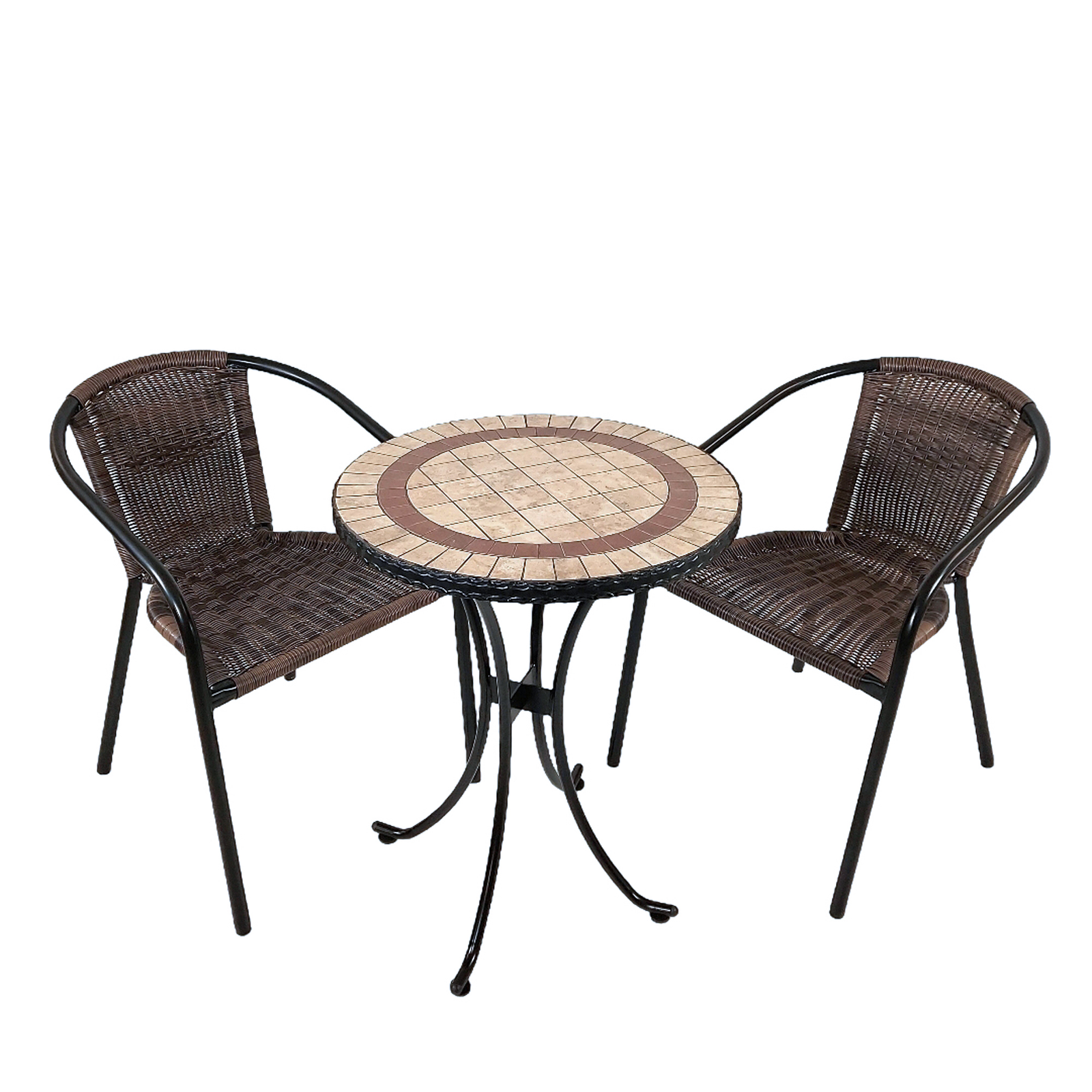 Exclusive Garden Henley 60 cm Round Table with 2 San Remo Chairs Garden Set Dining Set Dining Sets Exclusive Garden   
