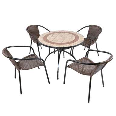 Exclusive Garden Henley 91 cm Round Table with 4 San Remo Chairs Garden Set Dining Set Dining Sets Exclusive Garden   