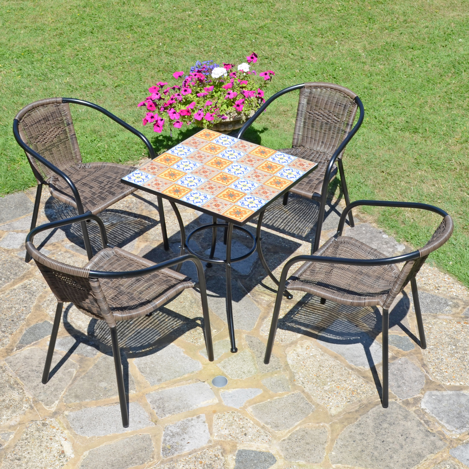 Summer Terrace Tobago Square Table with 4 San Remo Chairs Garden Dining Set Dining Sets Summer Terrace   