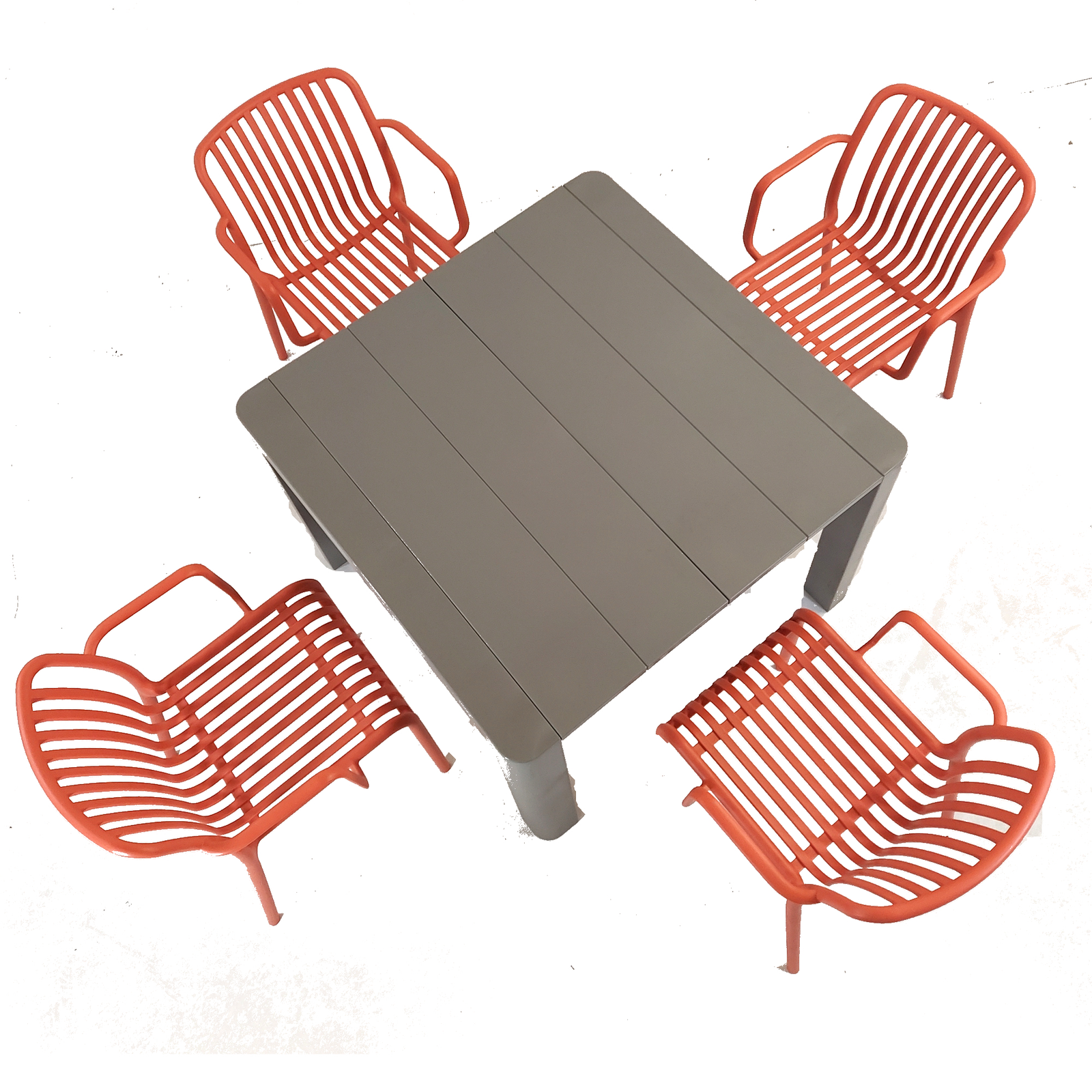 Modura Henrik 100 Dining Table Nickel Grey With 4 Alma Armchair Chilli Outdoor Set Dining Sets Modura