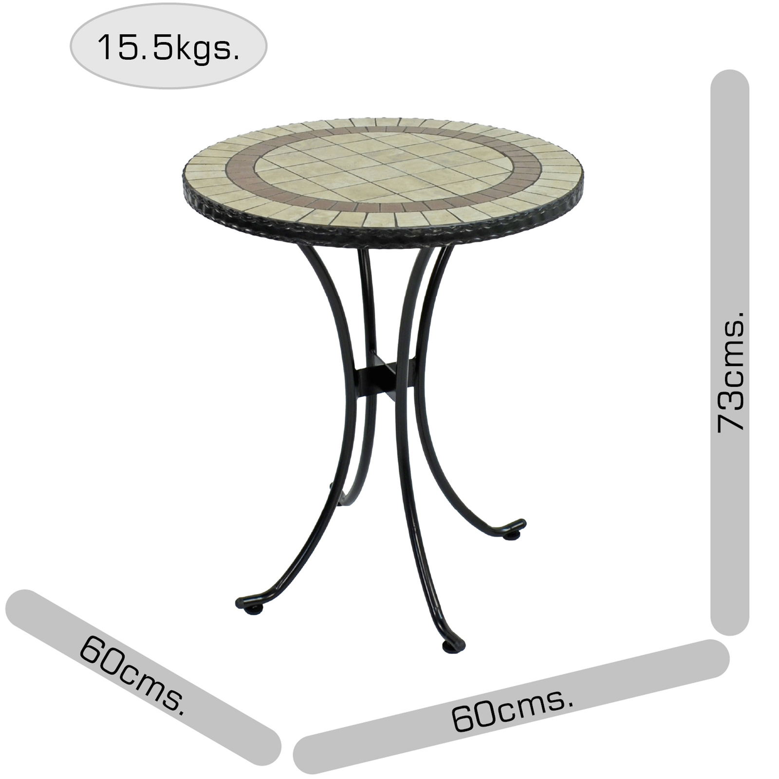 Exclusive Garden Henley 60 cm Round Table with 2 San Remo Chairs Garden Set Dining Set Dining Sets Exclusive Garden   