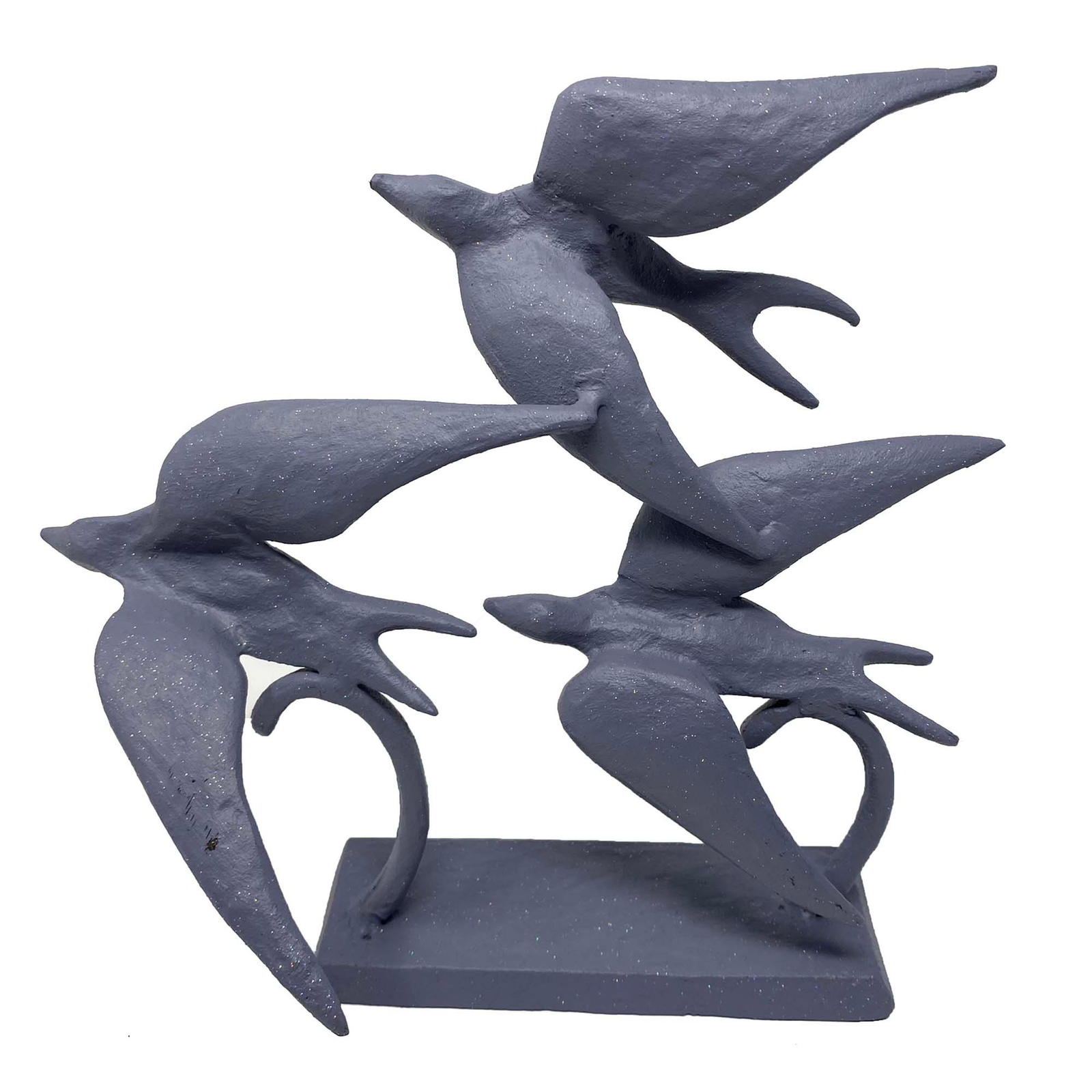 Elur Swallows Iron Ornament 22Cm Grey Shimmer Statue Statues Elur Default Title  